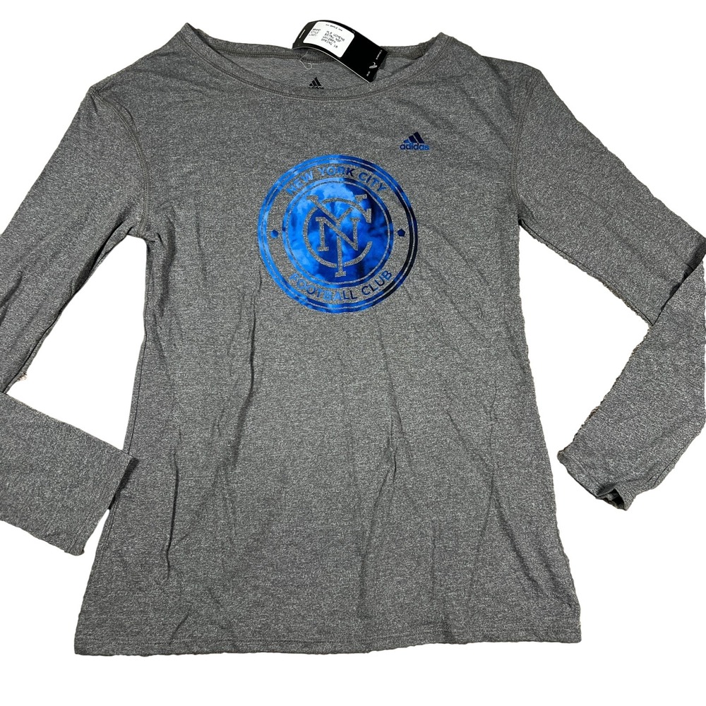 Adidas MLS New York City Football Club NYCFC Gray Long Sleeve Shirt Womens Small